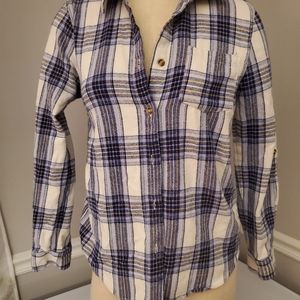 Passport blue cream gold flannel long sleeve S